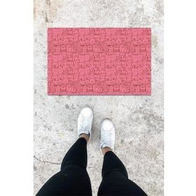 Gökyaprak K-1025 Dijital Baskı Pembe Kedili Desen Kapı Önü Paspası