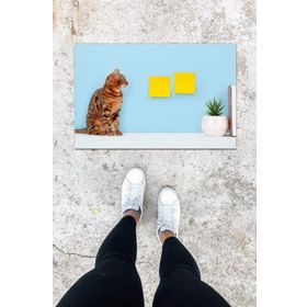 Gökyaprak K-1029 Dijital Baskı Mavi Sarman Kedi Desen Kapı Önü Paspası