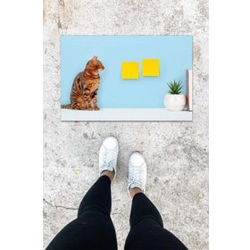 Gökyaprak K-1029 Dijital Baskı Mavi Sarman Kedi Desen Kapı Önü Paspası