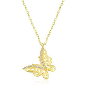 ​​Gold Kelebek Kadın Gümüş Kolye
