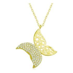​​Gold Kelebek Kadın Gümüş Kolye