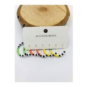 Gold Renk Renkli Boncuklu Çoklu Küpe