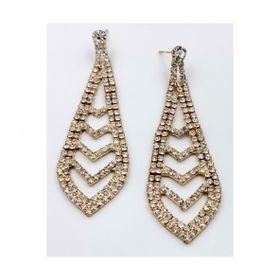 Gold Renk Taşlı Sallantılı Küpe