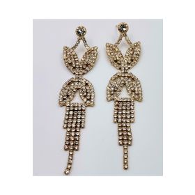 Gold Renk Taşlı Sallantılı Küpe