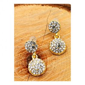 Gold Renk Taşlı Sallantılı Küpe