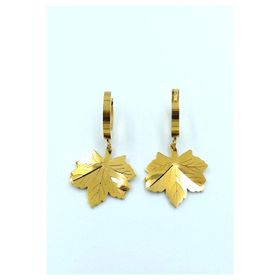Gold Renk Yaprak Figürlü Çelik Küpe