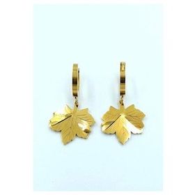 Gold Renk Yaprak Figürlü Çelik Küpe