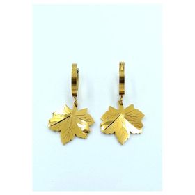 Gold Renk Yaprak Figürlü Çelik Küpe