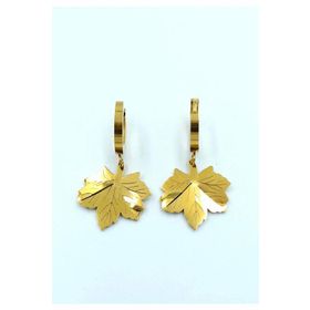 Gold Renk Yaprak Figürlü Çelik Küpe