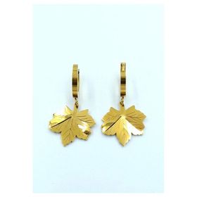 Gold Renk Yaprak Figürlü Çelik Küpe