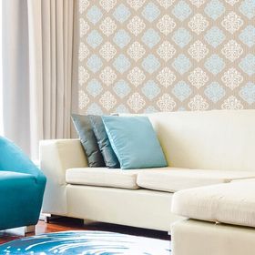 Golden 52 cm 10 mt Kareli Damask Turkuaz Desenli Duvar Kağıdı
