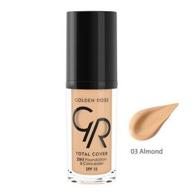 Golden Rose 03 Total Cover 2in1 Foundation Concealar 2'si 1 Arada Fondöten Kapatıcı