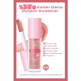 Golden Rose Lip Plumping Gloss 206 Dolgunlaştırıcı Dudak Parlatıcısı