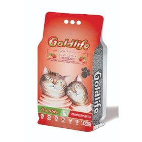 Goldlife 10 lt Active Carbonlu Çilek Kokulu Beyaz Bentonit Kedi Kumu