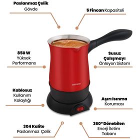 Goldmaster GM-7315K Hünkar Kırmızı Elektrikli Cezve