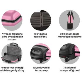 Goldmaster Gurmex Sedef Pembe Tost ve Izgara Makinesi