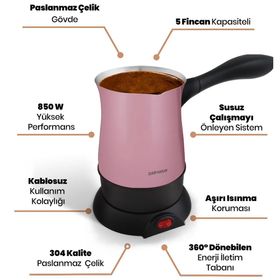 Goldmaster Hünkar Sedef Pembe Elektrikli Cezve