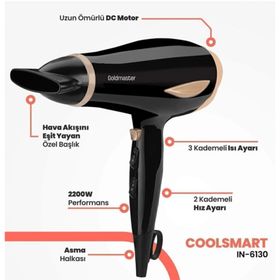 Goldmaster IN6130 Coolsmart 2200 W 3 Kademe Isı Ayarlı Saç Kurutma Fön Makinesi