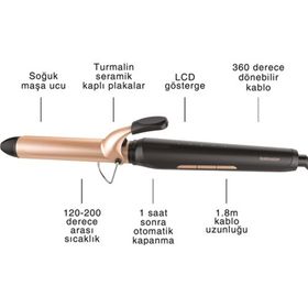 Goldmaster Procurly Seramik Plakalı 360 Derece Dönebilir Kablo Saç Şekillendirici Maşa