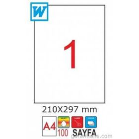 GoldMoon 2001 Laser A4 210x297 mm 100'lü Sayfa Etiketi