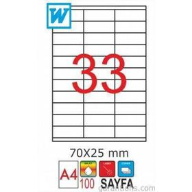 GoldMoon 2052 Laser A4 70x25 mm 100'lü Sayfa Etiketi
