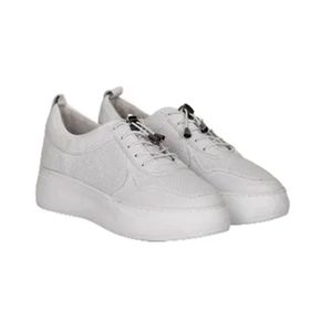 Gönderir 45186 Deri Yuvarlak Burun Dolgu Taban Bağcıklı Spor Beyaz Kadın Sneaker
