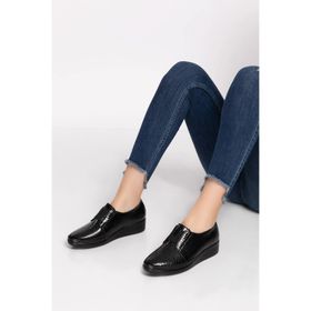 Gondol ELNR.1201-1-Siyah Petek Hakiki Deri Anatomik Taban Rahat Ayakkabı