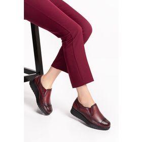 Gondol ELNR.5757-Bordo Hakiki Deri Sim Detaylı Anatomik Ayakkabı