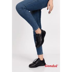 Gondol ES.110-Siyah İçi Dışı Hakiki Deri Faylon Taban Hafif Spor Ayakkabı