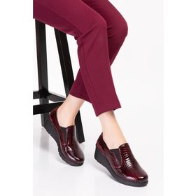 Gondol ESFA.4052-Bordo Croco Hakiki Deri Anatomik Taban Rahat Ayakkabı