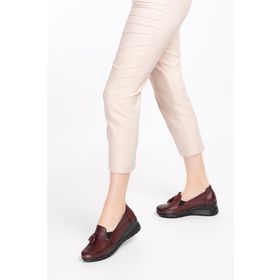 Gondol PYT.6204-Bordo Hakiki Deri Anatomik Taban Dolgu Topuklu Günlük Ayakkabı