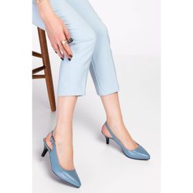 Gondol VDT.230 Mavi Hakiki Deri Orta Boy Topuk Kadın Stiletto