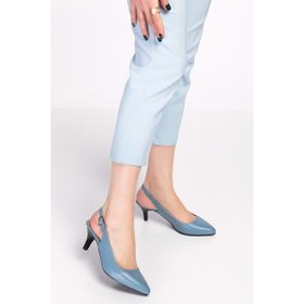 Gondol VDT.230 Mavi Hakiki Deri Orta Boy Topuk Kadın Stiletto