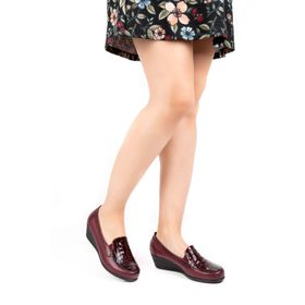 Gondol VDT.2606-Bordo Croco Hakiki Deri Ortopedik Taban Ayakkabı