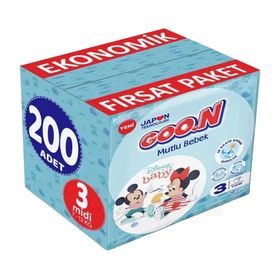 Goo.N Mutlu Bebek No:3 Midi 200 Adet Bebek Bezi
