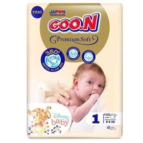 Goo.N Premium Soft No:1 Yenidoğan 100 Adet Bebek Bezi