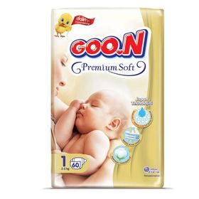Goo.N Premium Soft No:1 Yenidoğan 60 Adet Bebek Bezi