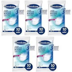 Goodcare 3 Katmanlı 10'lu Telli Cerrahi Maske