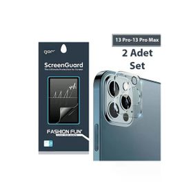 Gor iPhone 13 Pro 13 Pro Max 3D Tempered Cam Şeffaf 2 Adet Set Kamera Koruyucu