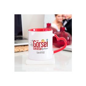 Görsel Sanatlar Öğretmeni Kalpli Kupa Bardak