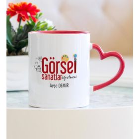 Görsel Sanatlar Öğretmeni Kalpli Kupa Bardak