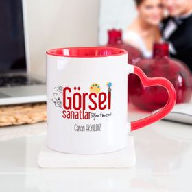 Görsel Sanatlar Öğretmeni Kalpli Kupa Bardak