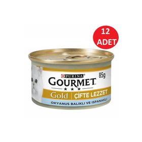 Gourmet 12x85 gr Gold Çifte Lezzet Okyanus Balıklı ve Sebzeli Kedi Yaş Maması