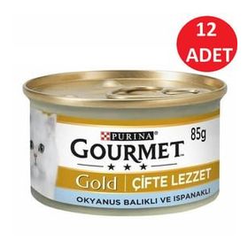 Gourmet 12x85 gr Gold Çifte Lezzet Okyanus Balıklı ve Sebzeli Kedi Yaş Maması