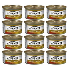 Gourmet 12x85 gr Gold Çifte Lezzet Sığır Etli ve Tavuklu Kedi Konservesi