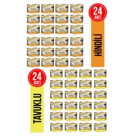 Gourmet 24x85 gr Gold Hindili Kedi Maması + 24x85 gr Tavuklu Kedi Konservesi