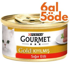 Gourmet 85 gr 6 Al 5 Öde Gold Kıyılmış Sığır Etli Kedi Maması