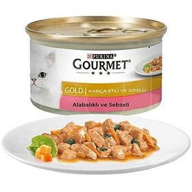 Gourmet 85 gr Gold Parça Etli ve Soslu Alabalıklı & Sebzeli Yaş Kedi Maması