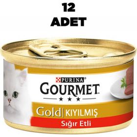 Gourmet Gold 12 Adet 85 gr Kıyılmış Sığır Etli Konserve Yaş Kedi Maması