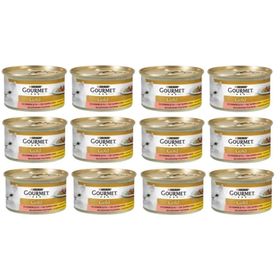 Gourmet Gold 12x85 gr Parça Etli Somonlu ve Tavuklu Kedi Konservesi